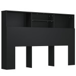 vidaXL Tăblie de pat cu dulap, negru, 160x19x103,5 cm