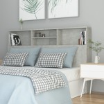 vidaXL Tăblie de pat cu dulap, gri beton, 160x19x103,5 cm vidaXL Tăblie de pat cu dulap, gri beton, 160x19x103,5 cm