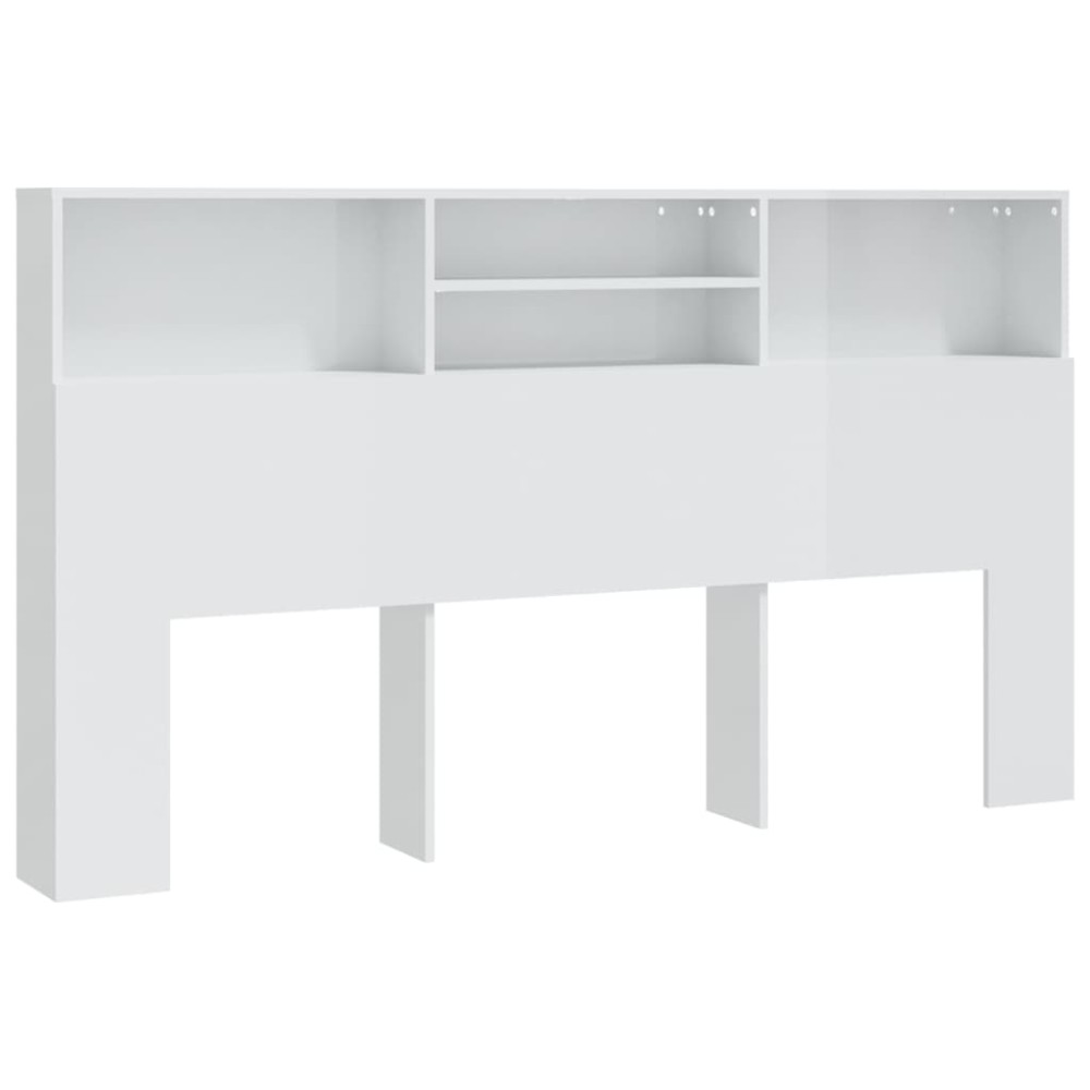 vidaXL Tăblie de pat cu dulap, alb extralucios, 180x19x103,5 cm