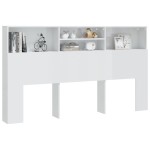 vidaXL Tăblie de pat cu dulap, alb extralucios, 180x19x103,5 cm vidaXL Tăblie de pat cu dulap, alb extralucios, 180x19x103,5 cm