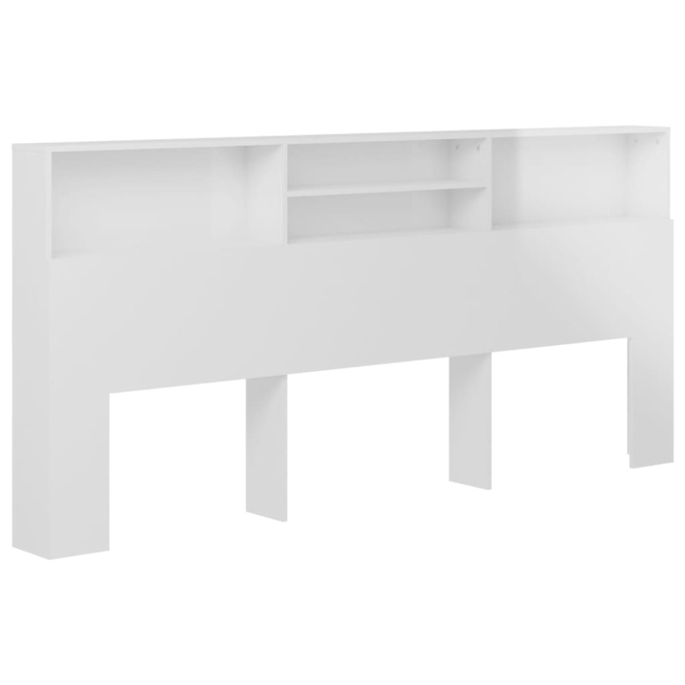 vidaXL Tăblie pat cu dulap, alb extralucios, 220x19x103,5 cm