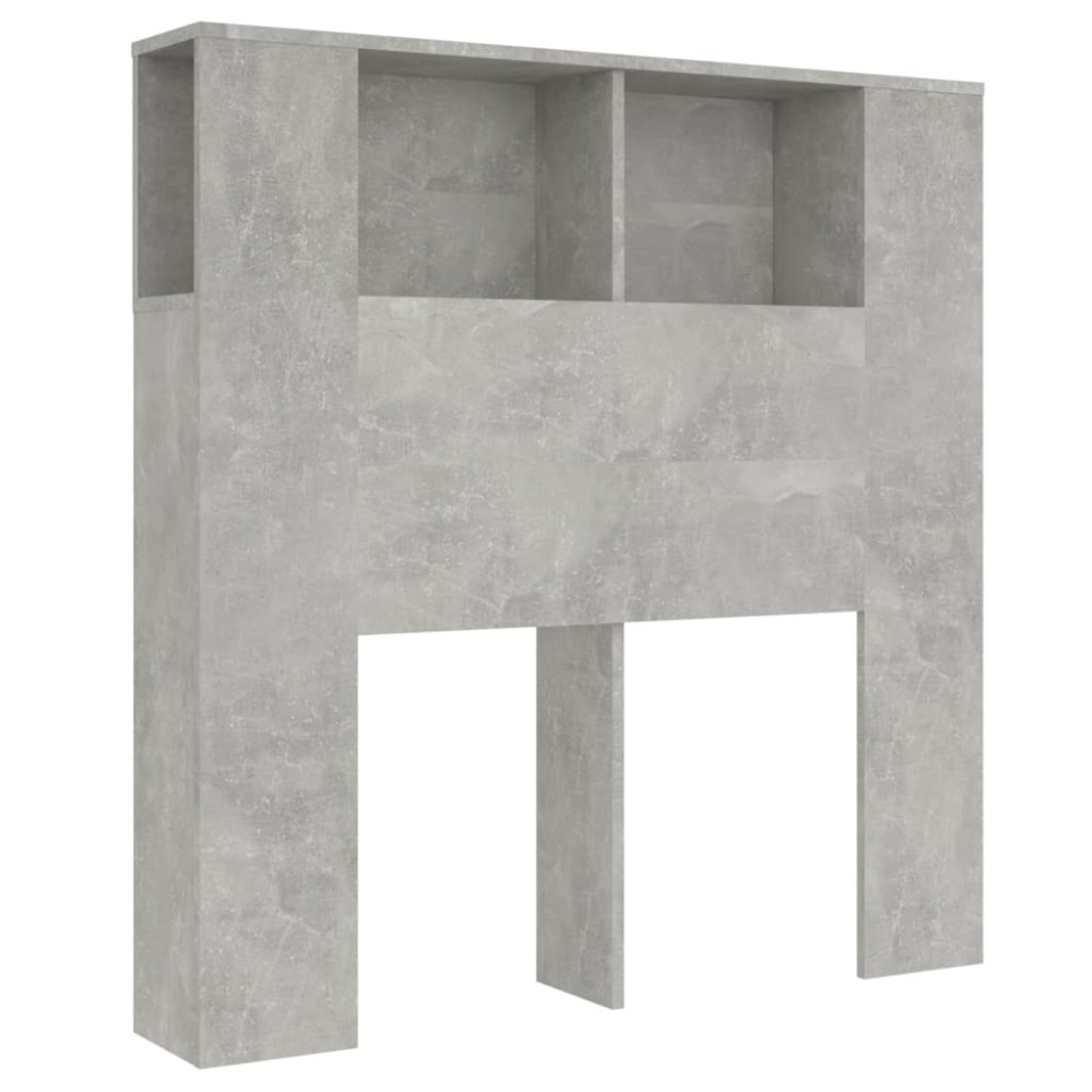 vidaXL Tăblie de pat cu dulap, gri beton, 100x18,5x102,5 cm