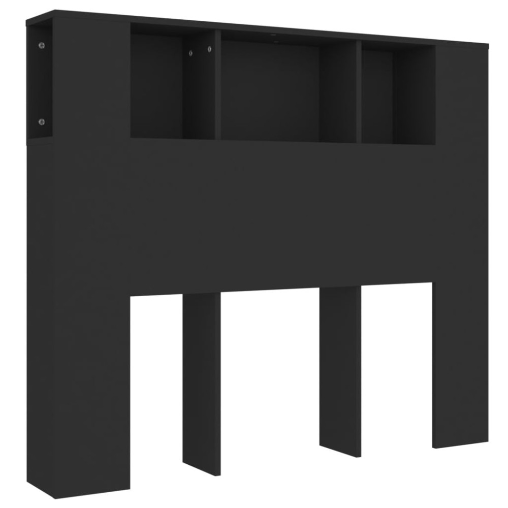 vidaXL Tăblie de pat cu dulap, negru, 120x18,5x102,5 cm