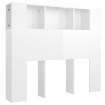 vidaXL Tăblie de pat cu dulap, alb extralucios, 120x18,5x102,5 cm vidaXL Tăblie de pat cu dulap, alb extralucios, 120x18,5x102,5 cm
