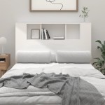 vidaXL Tăblie de pat cu dulap, alb extralucios, 120x18,5x102,5 cm vidaXL Tăblie de pat cu dulap, alb extralucios, 120x18,5x102,5 cm