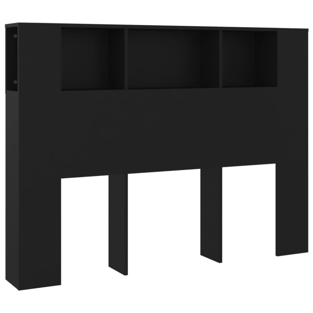 vidaXL Tăblie de pat cu dulap, negru, 140x18,5x104,5 cm