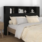 vidaXL Tăblie de pat cu dulap, negru, 160x18,5x104,5 cm vidaXL Tăblie de pat cu dulap, negru, 160x18,5x104,5 cm