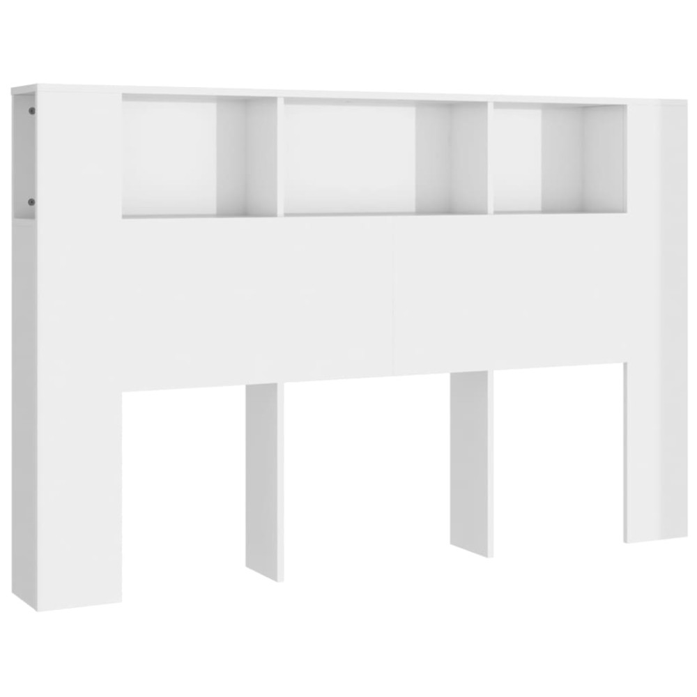 vidaXL Tăblie de pat cu dulap, alb extralucios, 160x18,5x104,5 cm