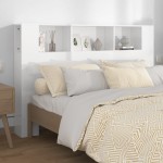vidaXL Tăblie de pat cu dulap, alb extralucios, 160x18,5x104,5 cm vidaXL Tăblie de pat cu dulap, alb extralucios, 160x18,5x104,5 cm