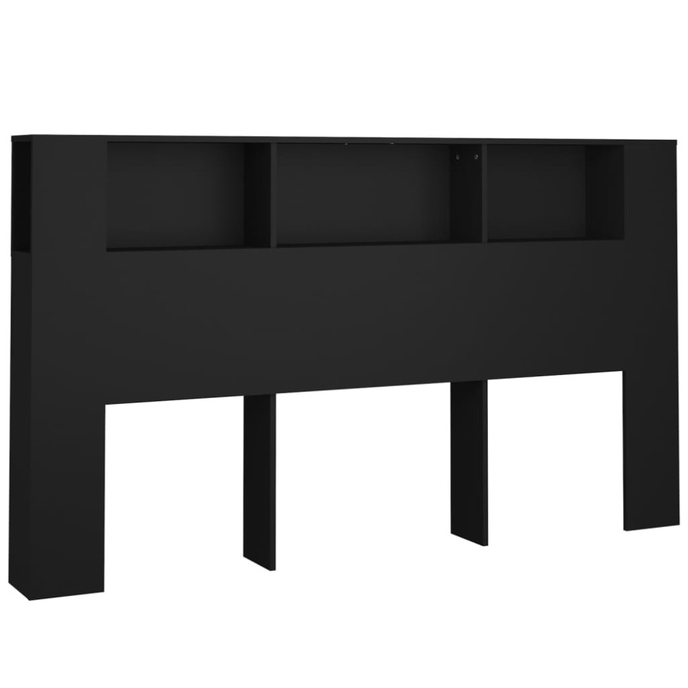 vidaXL Tăblie de pat cu dulap, negru, 180x18,5x104,5 cm