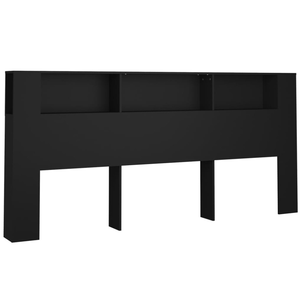 vidaXL Tăblie de pat cu dulap, negru, 220x18,5x104,5 cm