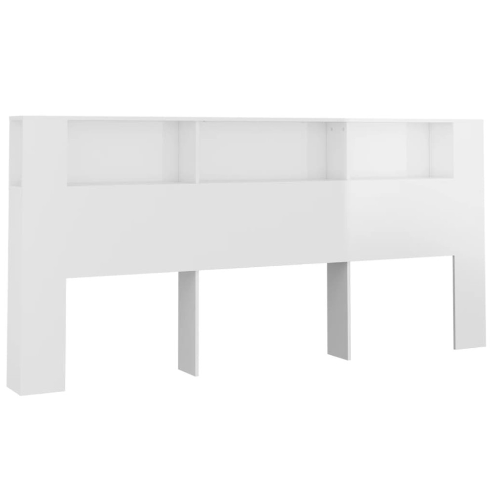 vidaXL Tăblie de pat cu dulap, alb extralucios, 220x18,5x104,5 cm
