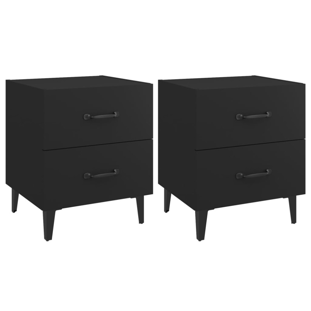 vidaXL Noptiere, 2 buc., negru, 40x35x47,5 cm