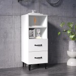 vidaXL Servantă, alb, 34,5x34x90 cm, lemn compozit vidaXL Servantă, alb, 34,5x34x90 cm, lemn compozit