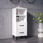 vidaXL Servantă, alb extralucios, 34,5x34x90 cm, lemn prelucrat vidaXL Servantă, alb extralucios, 34,5x34x90 cm, lemn prelucrat