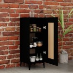 vidaXL Servantă, negru, 34,5x34x90 cm, lemn compozit vidaXL Servantă, negru, 34,5x34x90 cm, lemn compozit