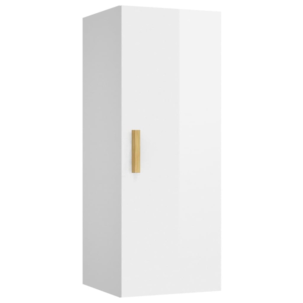 vidaXL Dulap de perete, alb extralucios, 34,5x34x90 cm, lemn compozit