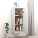vidaXL Dulap de perete, alb extralucios, 34,5x34x90 cm, lemn compozit vidaXL Dulap de perete, alb extralucios, 34,5x34x90 cm, lemn compozit
