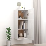 vidaXL Dulap perete suspendat alb lucios 34,5x34x90cm lemn prelucrat