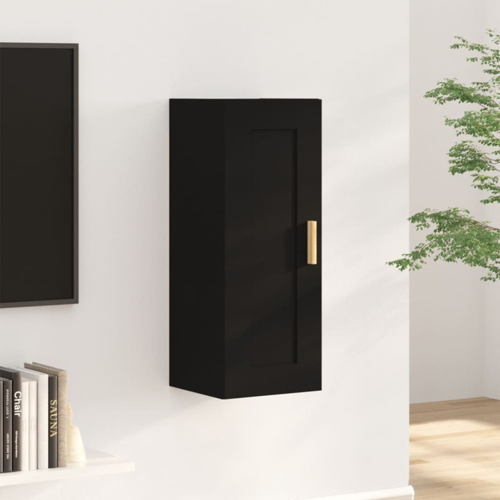 vidaXL Dulap de perete, negru, 35x34x90 cm, lemn prelucrat