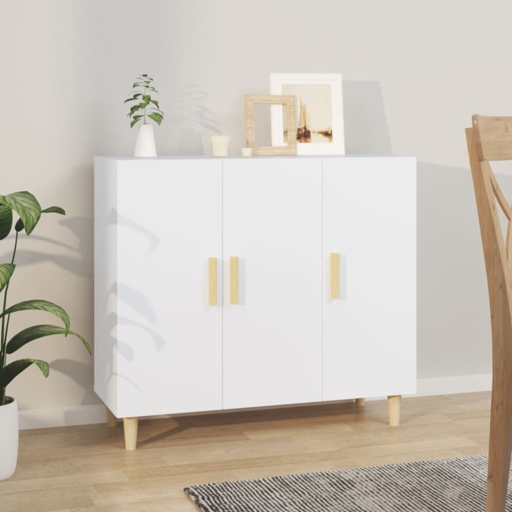 vidaXL Servantă, alb, 90x34x80 cm, lemn compozit