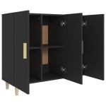 vidaXL Servantă, negru, 90x34x80 cm, lemn compozit