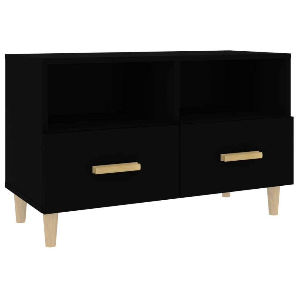vidaXL Comodă TV, negru, 80x36x50 cm, lemn prelucrat