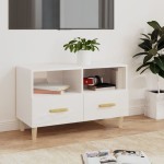 vidaXL Comodă TV, alb extralucios, 80x36x50 cm, lemn prelucrat vidaXL Comodă TV, alb extralucios, 80x36x50 cm, lemn prelucrat