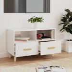 vidaXL Comodă TV, alb extralucios, 80x36x50 cm, lemn prelucrat vidaXL Comodă TV, alb extralucios, 80x36x50 cm, lemn prelucrat