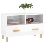 vidaXL Comodă TV, alb extralucios, 80x36x50 cm, lemn prelucrat vidaXL Comodă TV, alb extralucios, 80x36x50 cm, lemn prelucrat