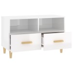 vidaXL Comodă TV, alb extralucios, 80x36x50 cm, lemn prelucrat vidaXL Comodă TV, alb extralucios, 80x36x50 cm, lemn prelucrat