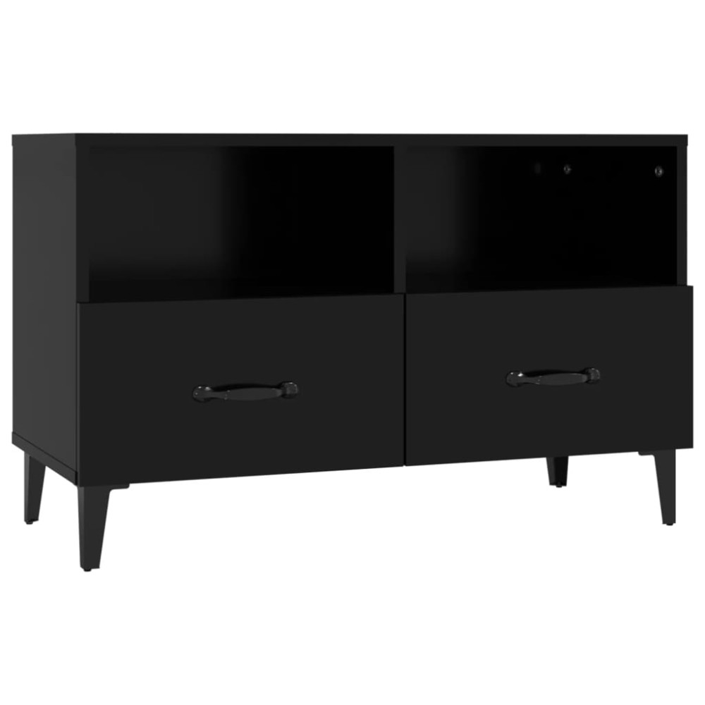 vidaXL Comodă TV, negru, 80x36x50 cm, lemn prelucrat