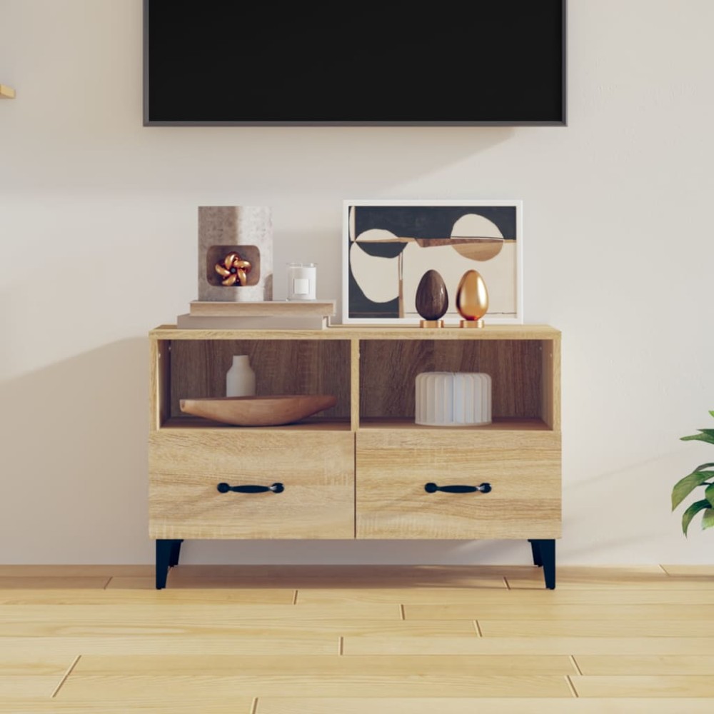vidaXL Comodă TV, stejar sonoma, 80x36x50 cm, lemn prelucrat