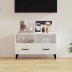 vidaXL Comodă TV, alb extralucios, 80x36x50 cm, lemn prelucrat vidaXL Comodă TV, alb extralucios, 80x36x50 cm, lemn prelucrat