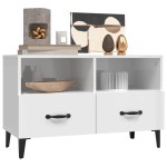 vidaXL Comodă TV, alb extralucios, 80x36x50 cm, lemn prelucrat vidaXL Comodă TV, alb extralucios, 80x36x50 cm, lemn prelucrat