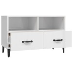 vidaXL Comodă TV, alb extralucios, 80x36x50 cm, lemn prelucrat vidaXL Comodă TV, alb extralucios, 80x36x50 cm, lemn prelucrat