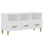 vidaXL Comodă TV, alb extralucios, 102x36x50 cm, lemn prelucrat