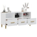 vidaXL Comodă TV, alb extralucios, 102x36x50 cm, lemn prelucrat