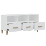 vidaXL Comodă TV, alb extralucios, 102x36x50 cm, lemn prelucrat