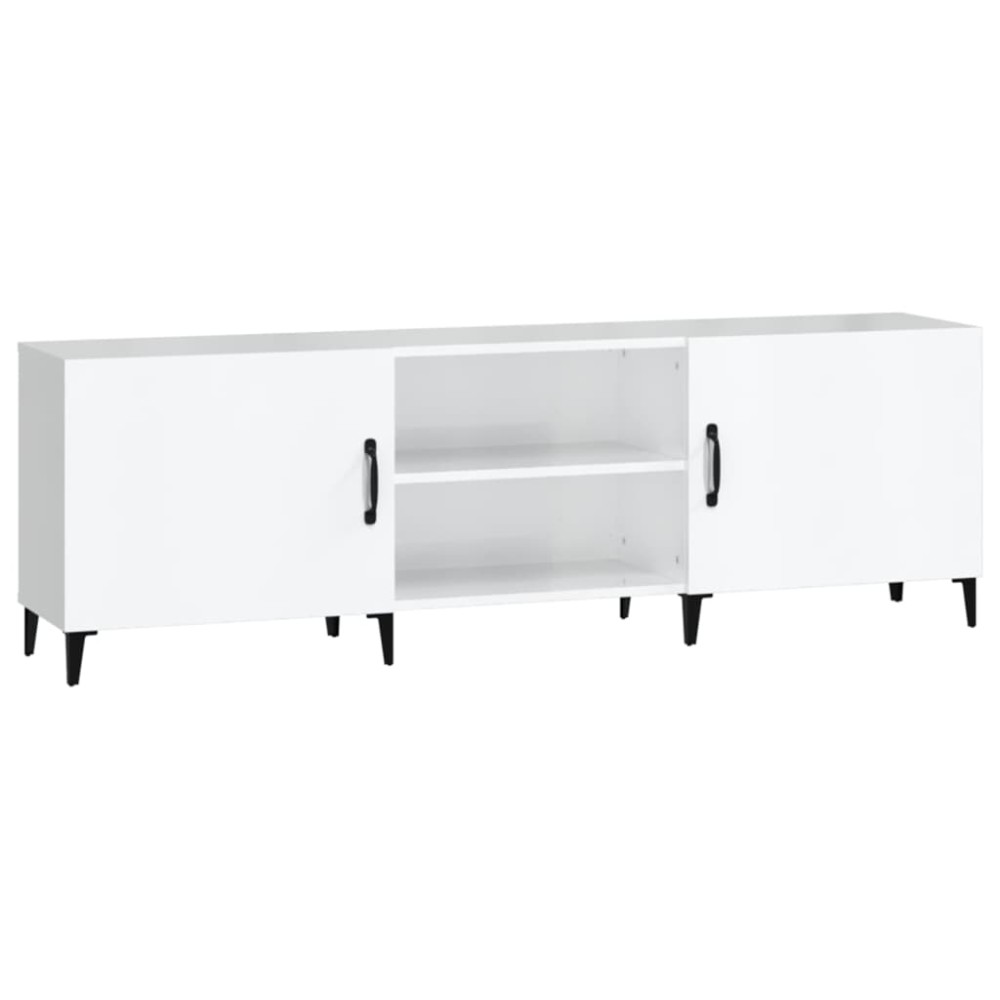 vidaXL Comodă TV, alb extralucios, 150x30x50 cm, lemn compozit