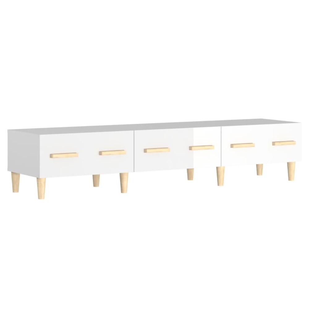 vidaXL Comodă TV, alb extralucios, 150x34,5x30 cm, lemn prelucrat
