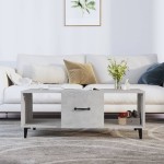 vidaXL Măsuță de cafea, gri beton, 102x50x40 cm, lemn prelucrat vidaXL Măsuță de cafea, gri beton, 102x50x40 cm, lemn prelucrat