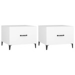 vidaXL Măsuțe de cafea cu picioare metalice, 2 buc., alb, 50x50x40 cm