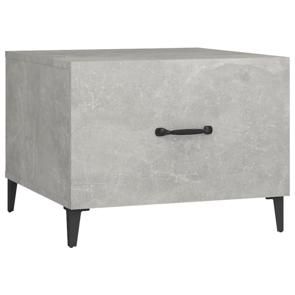 vidaXL Măsuță de cafea cu picioare metalice, gri beton, 50x50x40 cm