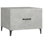 vidaXL Măsuță de cafea cu picioare metalice, gri beton, 50x50x40 cm vidaXL Măsuță de cafea cu picioare metalice, gri beton, 50x50x40 cm