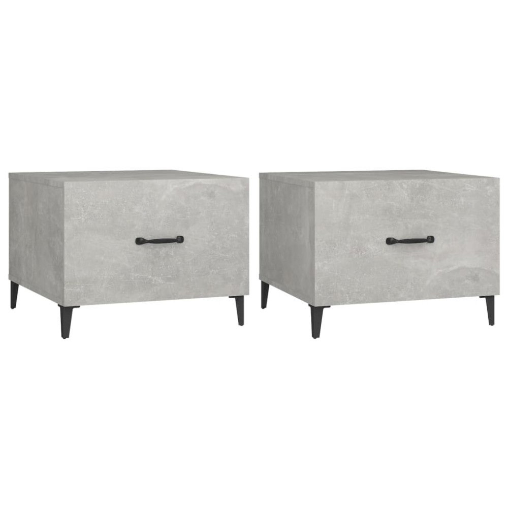 vidaXL Măsuță de cafea picioare metalice 2 buc. gri beton 50x50x40 cm