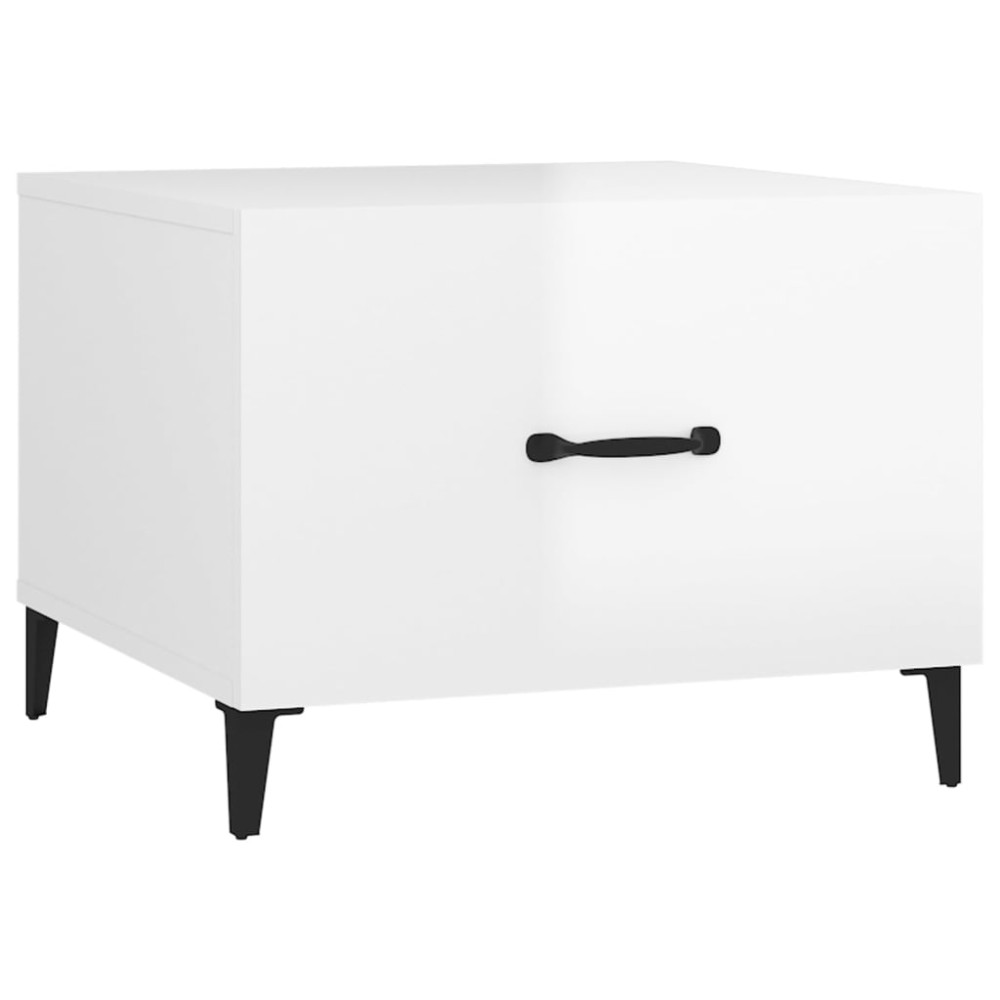 vidaXL Măsuță de cafea picioare metalice alb extralucios 50x50x40 cm