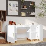vidaXL Birou, alb, 140x50x75 cm, lemn compozit
