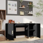 vidaXL Birou, negru, 140x50x75 cm, lemn compozit