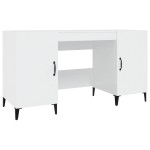 vidaXL Birou, alb extralucios, 140x50x75 cm, lemn compozit